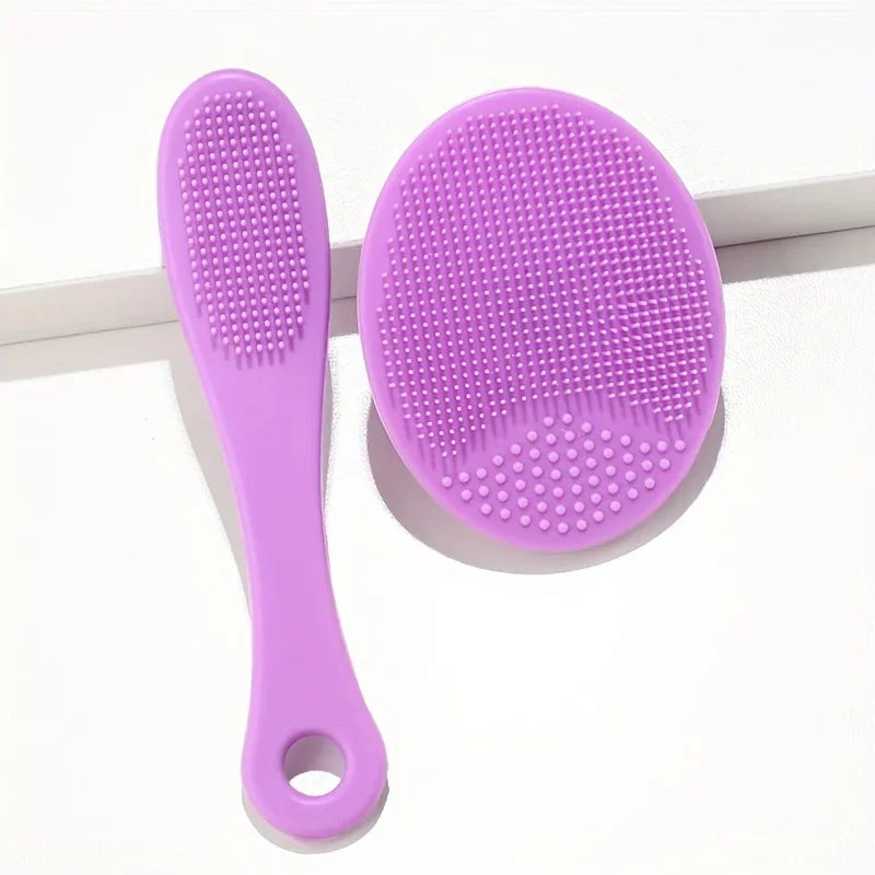 Escova de massagem, limpeza para cuidados com a pele, à prova d'água, limpeza profunda, auxilia na remoção de cravos, escova de lavagem facial. Os dois de silicone